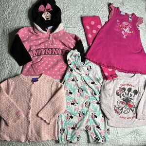 18-24M Disney Minnie, Mickey Mouse, Pooh bear sweater piglet dress pink